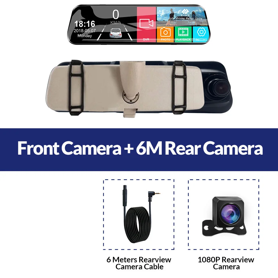 10 Inch Car DVR Car Touch Screen video Recorder Dual 1080P Rearview Mirror Front and Rear HD Night Vision Camera Mirror