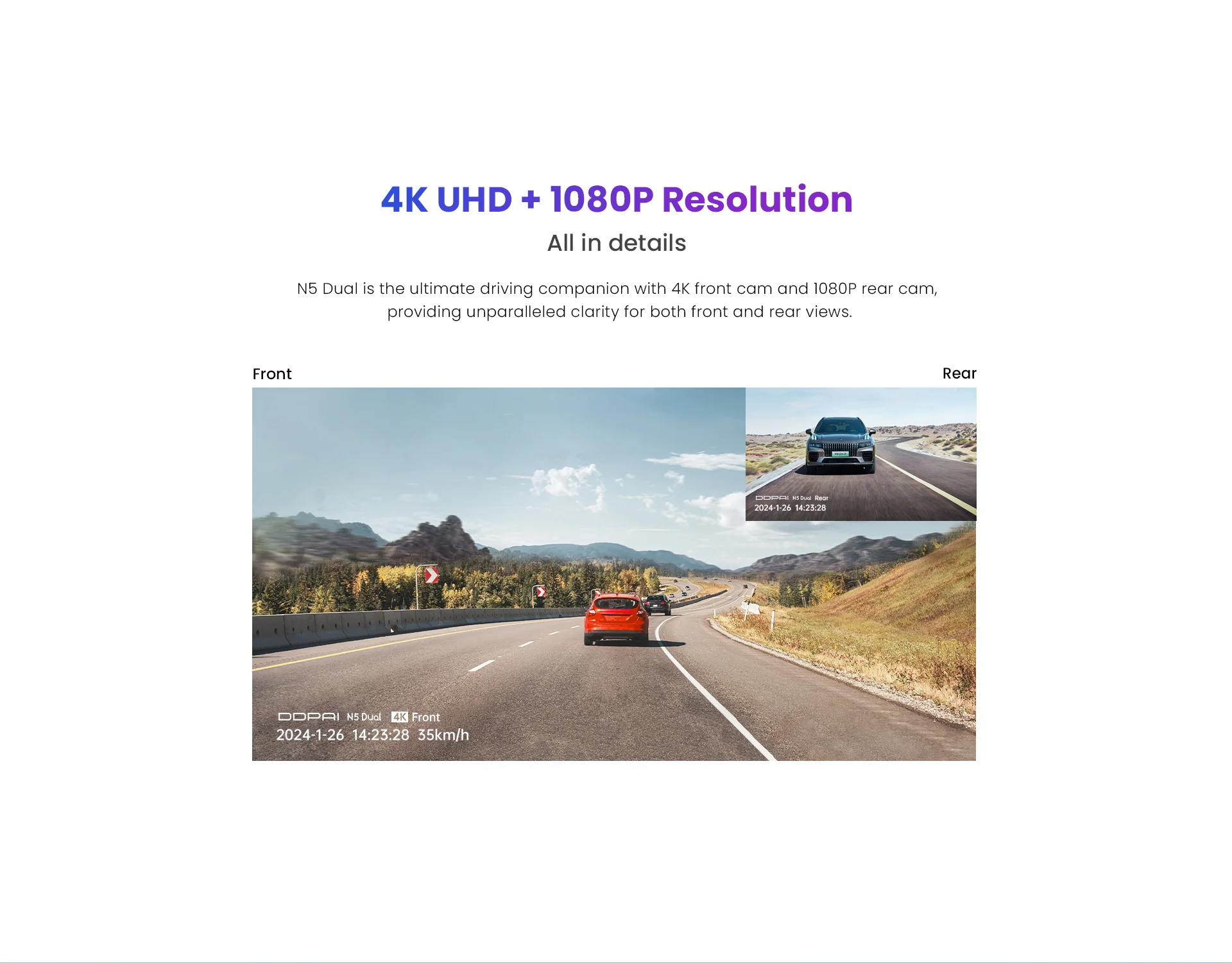 DDPAI N5 Dual 4K HDR Dash Cam Front Rear AI NightVIS Camera WiFi 6 GPS ADAS Voice Control 24H Parking Mode 32G eMMC Car DVR DDPAI N5 Dual 4K HDR Dash Cam Front Rear AI NightVIS Camera WiFi 6 GPS ADAS Voice Control 24H Parking Mode 32G eMMC Car DVR