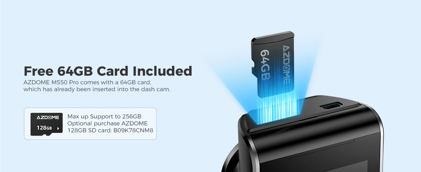 AZDOME 4K Dash Cam M550 Pro Built-in 5.8Ghz WiFi GPS Car DVR Upgrade AZDOME M550 Night Vision Parking Monitor Support Rear Cam