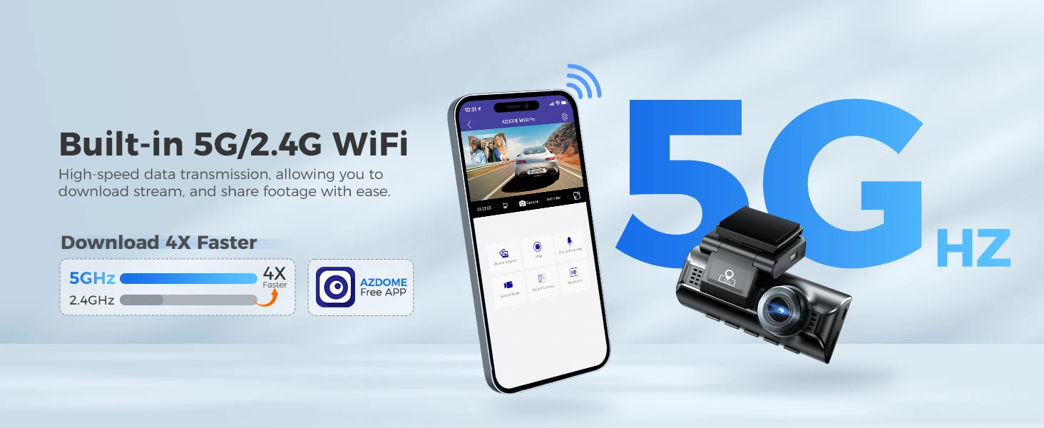 AZDOME 4K Dash Cam M550 Pro Built-in 5.8Ghz WiFi GPS Car DVR Upgrade AZDOME M550 Night Vision Parking Monitor Support Rear Cam