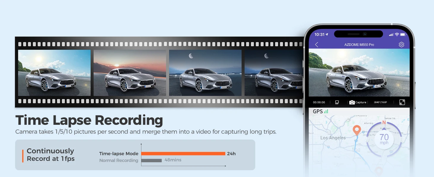 AZDOME 4K Dash Cam M550 Pro Built-in 5.8Ghz WiFi GPS Car DVR Upgrade AZDOME M550 Night Vision Parking Monitor Support Rear Cam