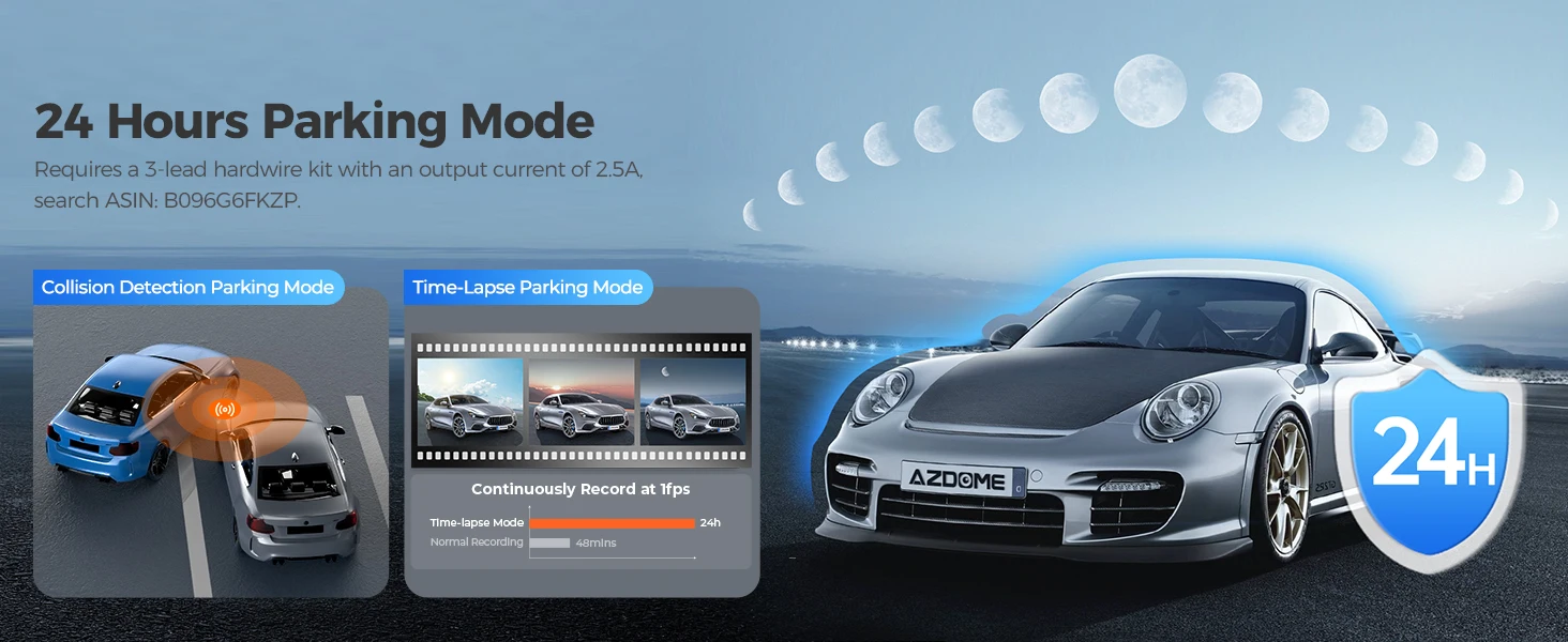 AZDOME 4K Dash Cam M550 Pro Built-in 5.8Ghz WiFi GPS Car DVR Upgrade AZDOME M550 Night Vision Parking Monitor Support Rear Cam