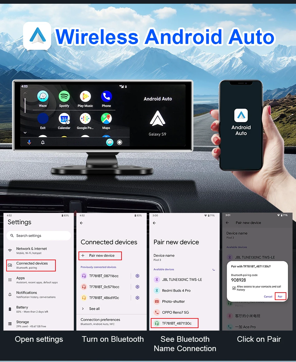 10/11.26 inch Dash Cam 4K Car DVR Wireless Carplay & Android Auto GPS Navigation Video Recorder Dashboard Dual Lens Wifi FM AUX 10/11.26 inch Dash Cam 4K Car DVR Wireless Carplay & Android Auto GPS Navigation Video Recorder Dashboard Dual Lens Wifi FM AUX