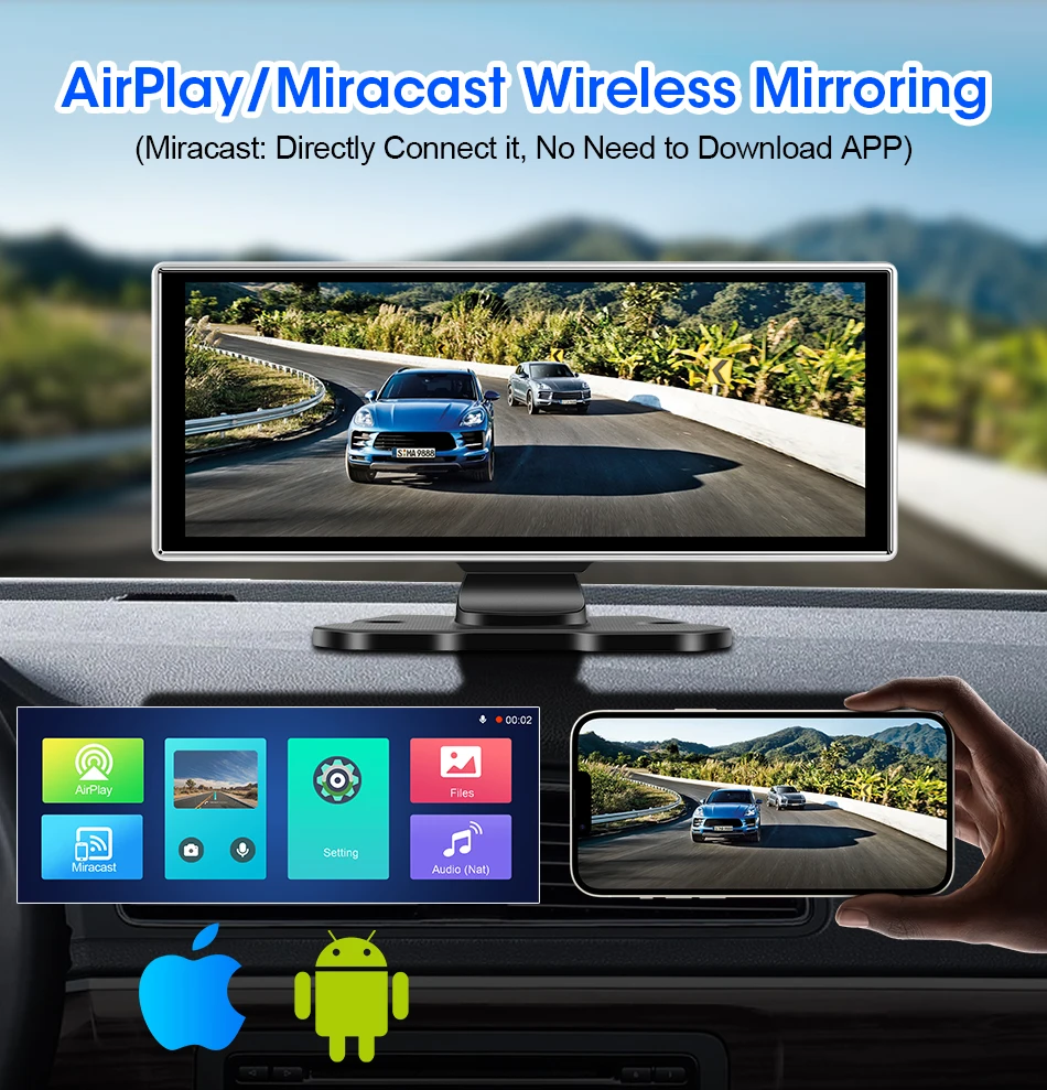 10/11.26 inch Dash Cam 4K Car DVR Wireless Carplay & Android Auto GPS Navigation Video Recorder Dashboard Dual Lens Wifi FM AUX 10/11.26 inch Dash Cam 4K Car DVR Wireless Carplay & Android Auto GPS Navigation Video Recorder Dashboard Dual Lens Wifi FM AUX