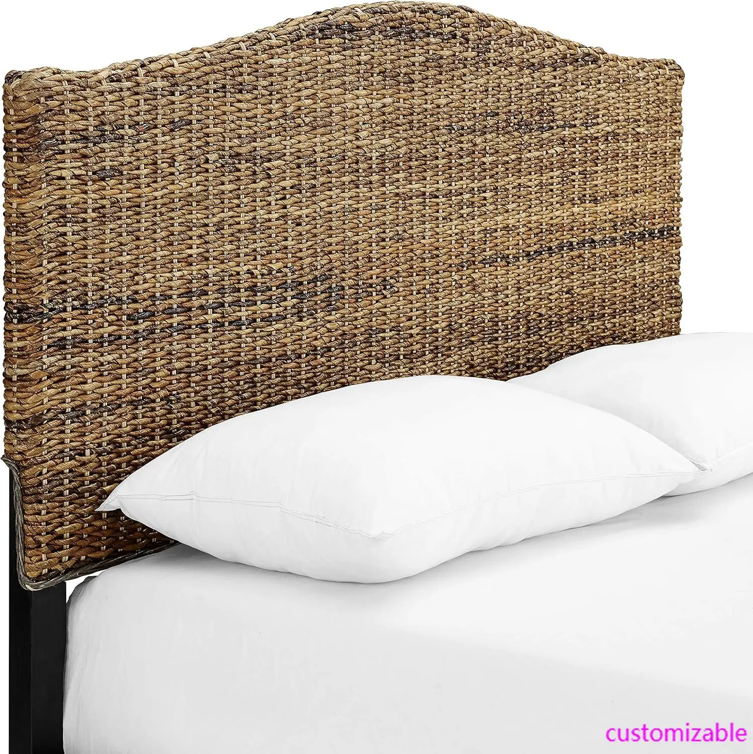 Serena Handwoven Natural Fiber Rattan Bed Headboard, Banana Leaf, Queen Serena Handwoven Natural Fiber Rattan Bed Headboard, Banana Leaf, Queen