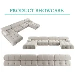 Sdorens 138" Modular Sectional Couch Modern U-Shaped Minimalist Velvet Sofas for Living Room Deep 4-Seat Sofas with 2 Ottomans 4