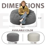 JHK Oversized 3/4FT Bean Bag Chair for Gaming Reading Lazy Sofa Foam Filled Couch with Removable Cover Living Room Furniture 3