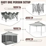 11x11ft Pop Up Gazebo Pavilion With Mosquito Netting Outdoor Canopy Tent With Carry Bag Gazebo For Garden Backyard Lawn Patio 5