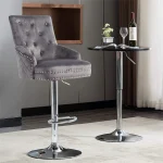 Luxury Velvet Swivel Bar Stools with Lion Knocker Upholstered Dining Chairs for Home Bar Table 4