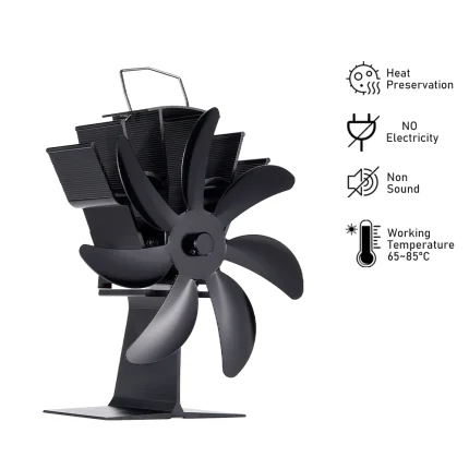 7 Blades Stove Fan Heat Powered Fireplace Fan Log Wood Burner Aluminum Alloy Eco-Fan Quiet Home Warm Efficient Heat Distribution