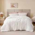 Shaggy Faux Fur 2/3-Piece Bedding Set, Ultra-Soft Fluffy Comforter with Matching Sham, All-Season Contemporary Bedroom 6