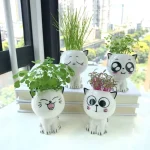 1pc Ceramic Flowerpot Mini Cat Cartoon Cute Plant Desktop Potted Plant Pot DIY Decorate Toys Science Education School Gifts 2