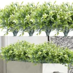 Artificial Flowers UV Resistant Fake Flower Plastic Babysbreath Plants for Garden Porch Window Box Home Decoration Outdoor