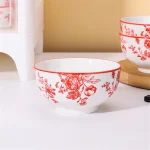 6PCS Ceramic rice bowl, 4.5-inch round bowl, suitable for microwave and oven, home kitchen tableware 6