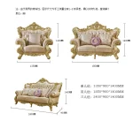 Classic Luxury Sofa Rubber Solid Wood  Golden  Antique European Royal Style Living Room Sofa Sets 1+2+3 6