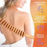 Natural Curved Wooden Massage Roller for Waist and Thigh, Multi-Functional Body Roller for Cellulite Reduction & Muscle Tension 2