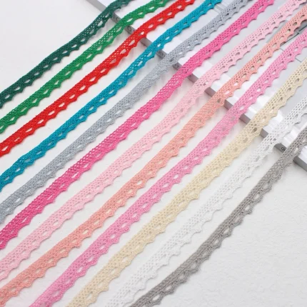 5 /10Yards Multi Colored Cotton Lace Trims Ribbon DIY Clothes Hometexile Edge Embellishement Handmade Cotton Fabric Material