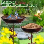 Garden Birdbath Sturdy Iron Outdoor Bird Bath for Outside Vintage Standing Birdbath Bowl for Outdoor Garden Patio Yard 4