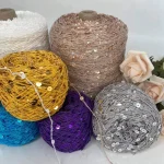 COOMAMUU 50/Ball пряжа 140M Hand Knitting Cotton Yarn 3mm+6mm Sequins Yarn DIY for Woman Woollen Sweater Hat Scarf 4