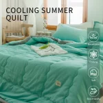 2025 new Japanese polyester cotton quilted summer quilt skin-friendly washable light luxury style solid color lightweight 2