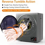 Compact Laundry Dryer 110V Electric Portable Clothes Dryer with Stainless Steel Tub Control Panel Downside Easy Control 3