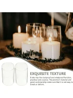 Clear Cylinder Glass Candle Holder Pillar High Borosilicate Glass Candle Holder Vase Wedding Party Decor(Candles Not Included) 2