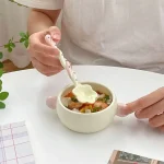 Ceramics Long Handled Spoon New Instagram Style Household Stirring Spoon Hand Painted Flower Shaped Coffee Spoon 5