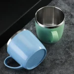 Double Layer Anti-scalding Stainless Steel Cups Plastic Handle Coffee Milk Mug Tea Drinks Water Cup for Home Office Tumbler 4