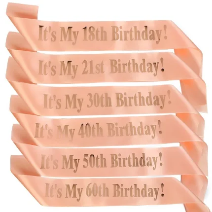 It's My 13th 16th 18th 21st 30th 40th 50th 60th 70th 80th Birthday Satin Sash for Women Girls Birthday Party Decoration Supplies