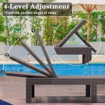 Outdoor Chaise Lounge,Resin Pool Lounge Chair Waterproof Recliner,Mocha 5