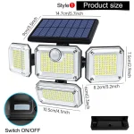20w Solar Light 122/333led IP65 Waterproof Outdoor Indoor Solar Garden Lamp With Adjustable Head Wide Lighting Angle With 3 Mode 5