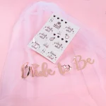 1Set Bride To Be Veil Satin Sash Rose Gold Metal Hairband Bridal Shower Wedding Decoration Hen Night Bachelorette Party Supplies 3