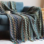 100% Acryl Hand Knitted Blanket with Tassel Summer Blanket Bed Sofa Travel Breathable Chic Bohemian Soft Comfortable Blanket 2