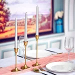 Set of 3 Vintage Elegant Metal and Aluminum Tabletop Candle Holders, Suitable for Wedding Anniversary, Home and Hotel Decoration 5