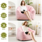 Giant Bean Bag Chair, Comfortable for All Ages, Ideal for Living Room, Bedroom, or Floor Sofa, Pink 5