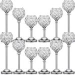 1 Pcs Crystal Candle Holders Bulk, Shiny Candlestick Holder for Wedding Halloween, Christmas, Birthday Party Holiday,Home Decor 2
