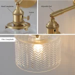 Nordic LED glass wall lamp with cable switch, minimalist living room bedroom bedside indoor lighting wall lamp glass lampshade 6