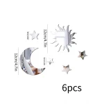 6pcs Moon & Star Mirror Wall Stickers Kids Bedroom Decor Ramadan Kareem Holiday Birthday Party Decor for Home Living Room 4