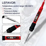 Digital Soldering Iron Set Kit 80W with ON/OFF Switch Adjustable Temperature LCD Welding Tools Ceramic Heater Soldering Tips 6