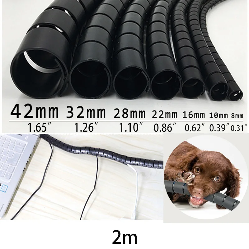 2m 8/10/16/22mm Cable Cover Protector Wire Desk Organizer Computer Cord Protective Bite Tube Clip Management Tools Spiral Winder 2m 8/10/16/22mm Cable Cover Protector Wire Desk Organizer Computer Cord Protective Bite Tube Clip Management Tools Spiral Winder
