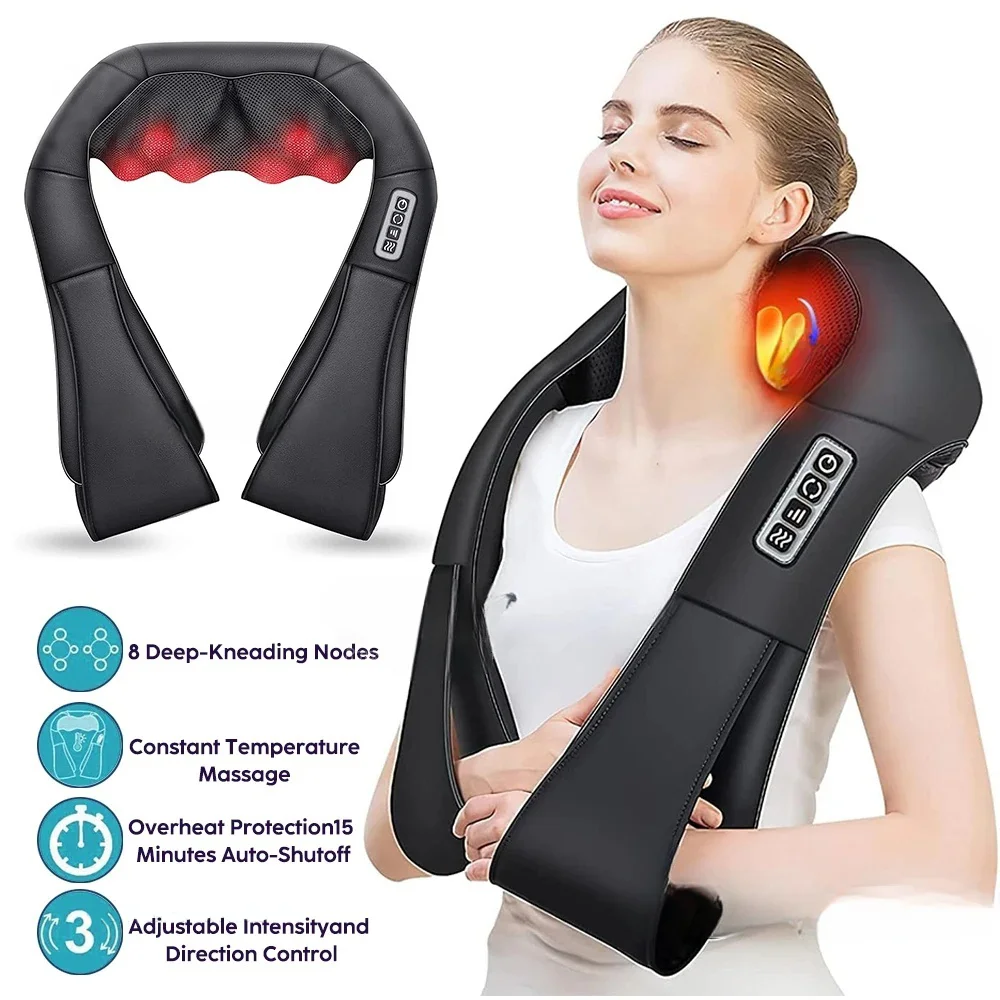 Shiatsu Neck and Shoulder Massager Heated Back Massager U Shape Deep Kneading Electric Massage Pillow For Neck Waist Leg Body Shiatsu Neck and Shoulder Massager Heated Back Massager U Shape Deep Kneading Electric Massage Pillow For Neck Waist Leg Body