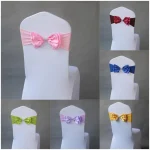 50 Pieces Wedding Decoration Birthday Party Chair Sash Bow Tie Spandex Band Ready Made For Banquet Hotel Luxury Satin Chair Sash