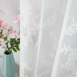 1 Piece Vintage Floral Embroidery Clear Lace Curtain Panel - Privacy & Light Filtering, Machine Washable, 3