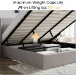 King Size Lift Up Storage Bed/Modern Wingback Headboard/Upholstered Platform Bed Frame/Hydraulic Storage/No Box Spring Needed/Wo 6