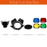 Photography Studio Flash Accessory Godox BD-04 Barn Door with Honeycomb Grid + 4 Color Gel Filter For Bowen Standard Reflector 4
