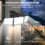 Solar Lights Outdoor 164 LED High Brightness 3 Heads 270° Wide Angle Motion Sensor IP65 Waterproof Security Lighting 6