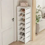 1 Piece Dustproof Single-Row Multi-Layer Shoe Rack, Shoe Storage Organizer, Entryway Furniture Shoe Cabinet, Easy to Assemble and Space-Saving, Suitable for Entryway, Closet, Living Room, Bedroom 2