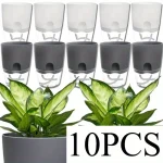 5/10Pcs Self Watering Plastic Flower Pot Double Layer Hydroponics Plants Bonsai Pot Vases Succulent Potted Home Office Decor 3
