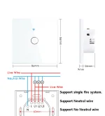 WiFi Smart Switch EU Light Wall Touch Switch 220V No Need Neutral Wire Tuya Smart Life Work with Alexa Google Home 1/2/3Gang 4