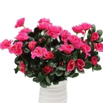 Outdoor Fall Artificial Red Azalea High Quality Flowers Bushes UV Resistant Decor Fake Flowers Home Decorations Small For Garden 2
